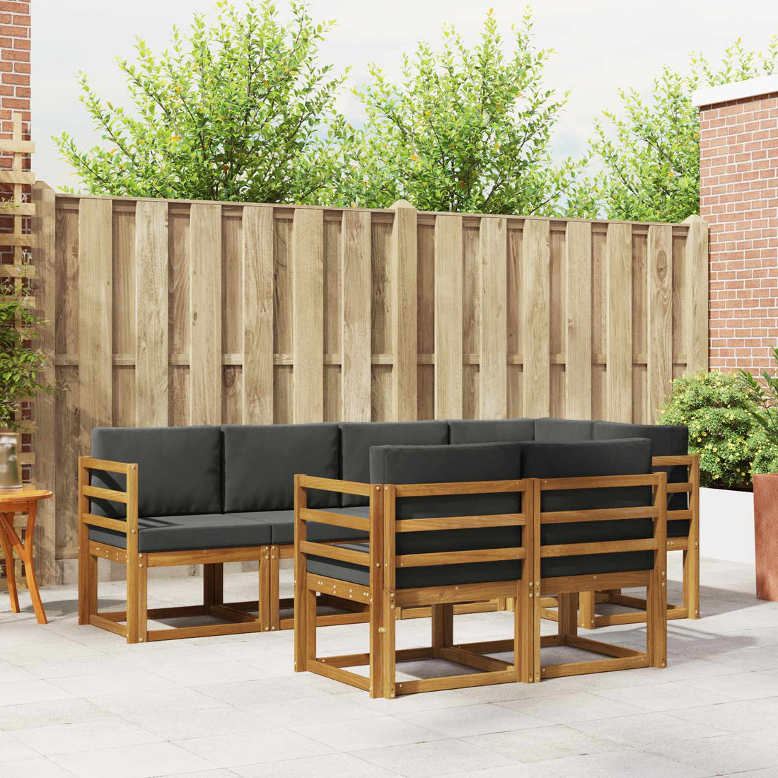 vidaXL Conjunto de sofás de exterior 7 uds. Natural y Antracita