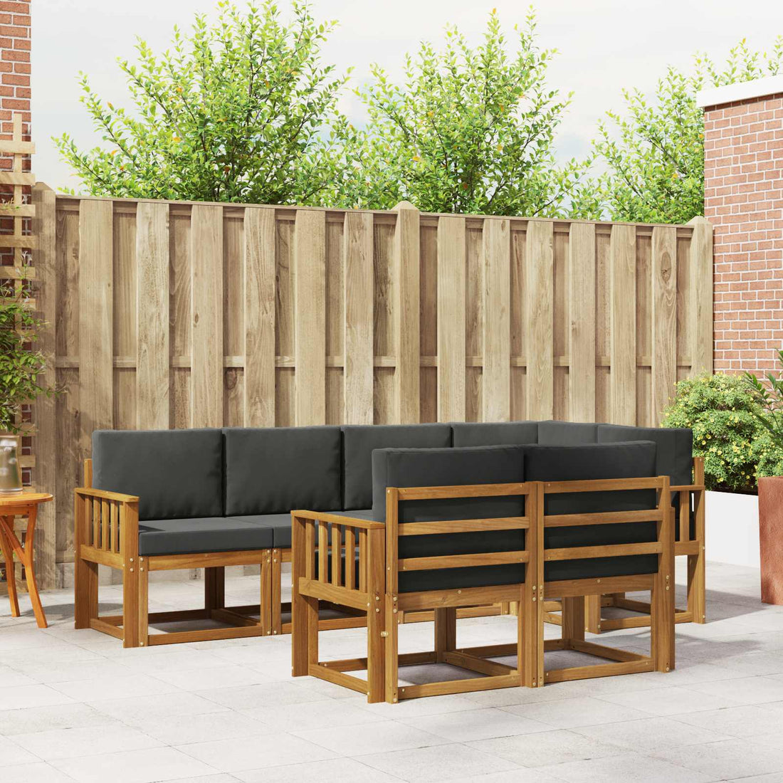 vidaXL Conjunto de sofás de exterior 7 uds. Natural y Antracita