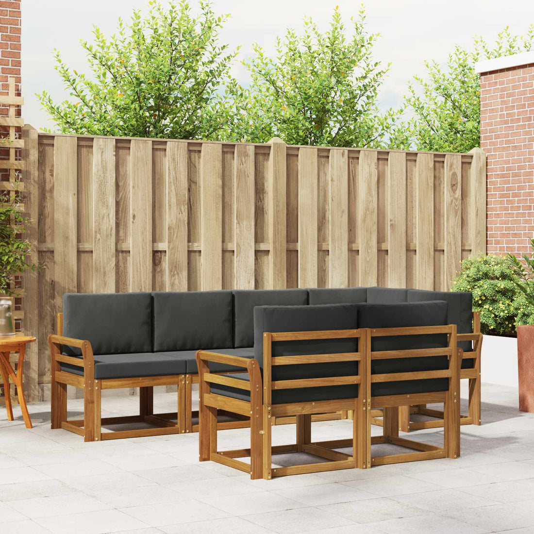 vidaXL Conjunto de sofás de exterior 7 uds. Natural y Antracita