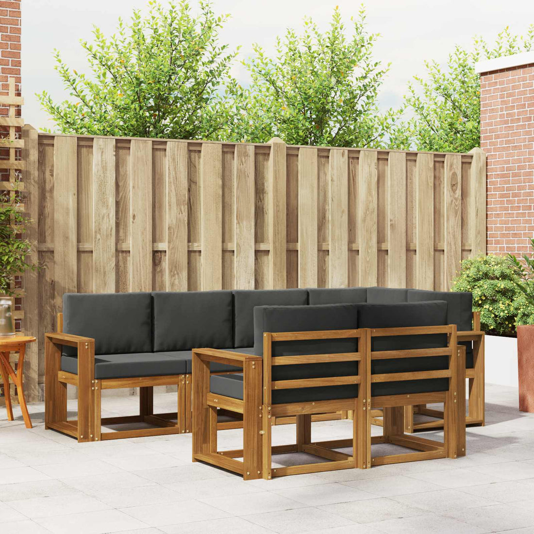 vidaXL Conjunto de sofás de exterior 7 uds. Natural y Antracita