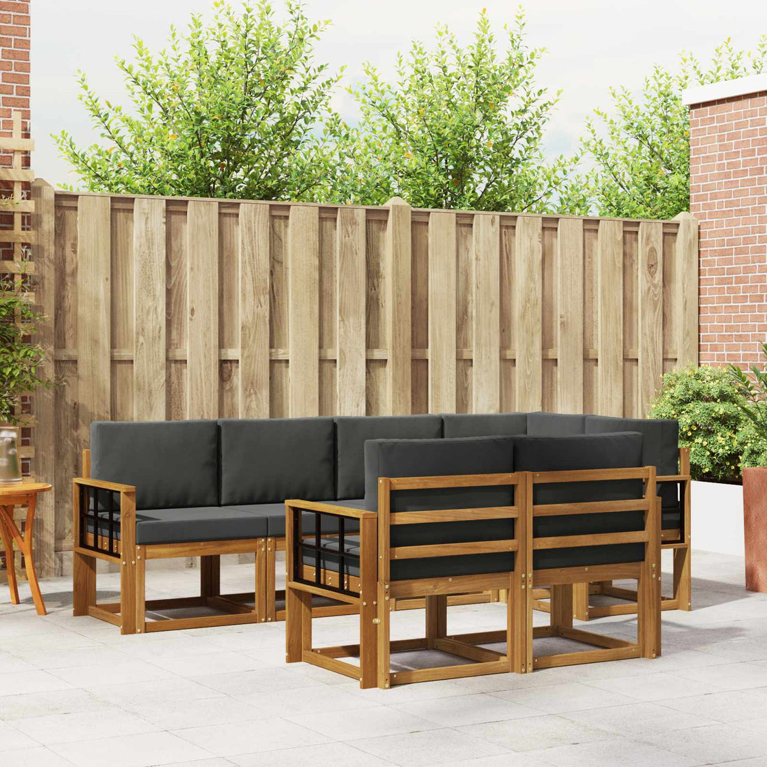 vidaXL Conjunto de sofás de exterior 7 uds. Natural y Antracita