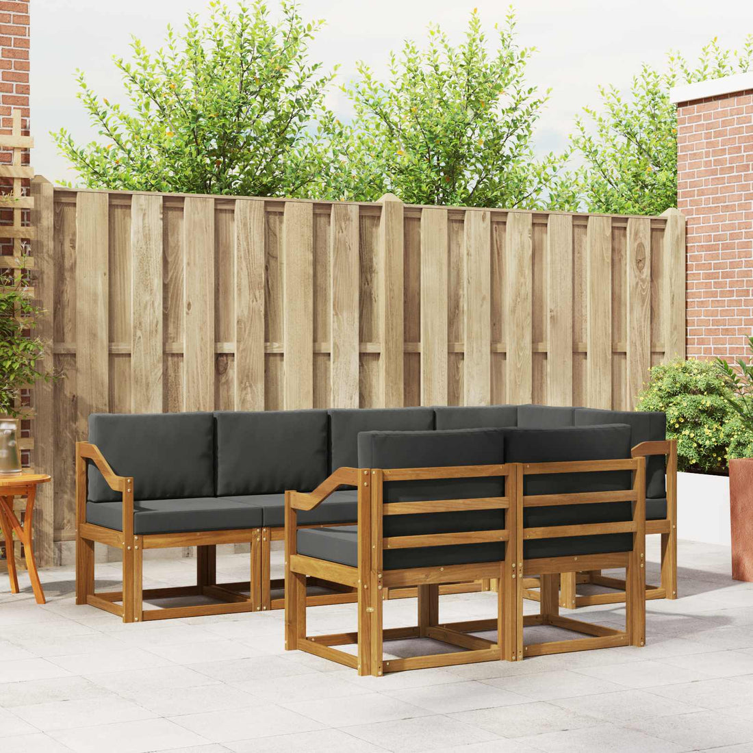 vidaXL Conjunto de sofás de exterior 7 uds. Natural y Antracita