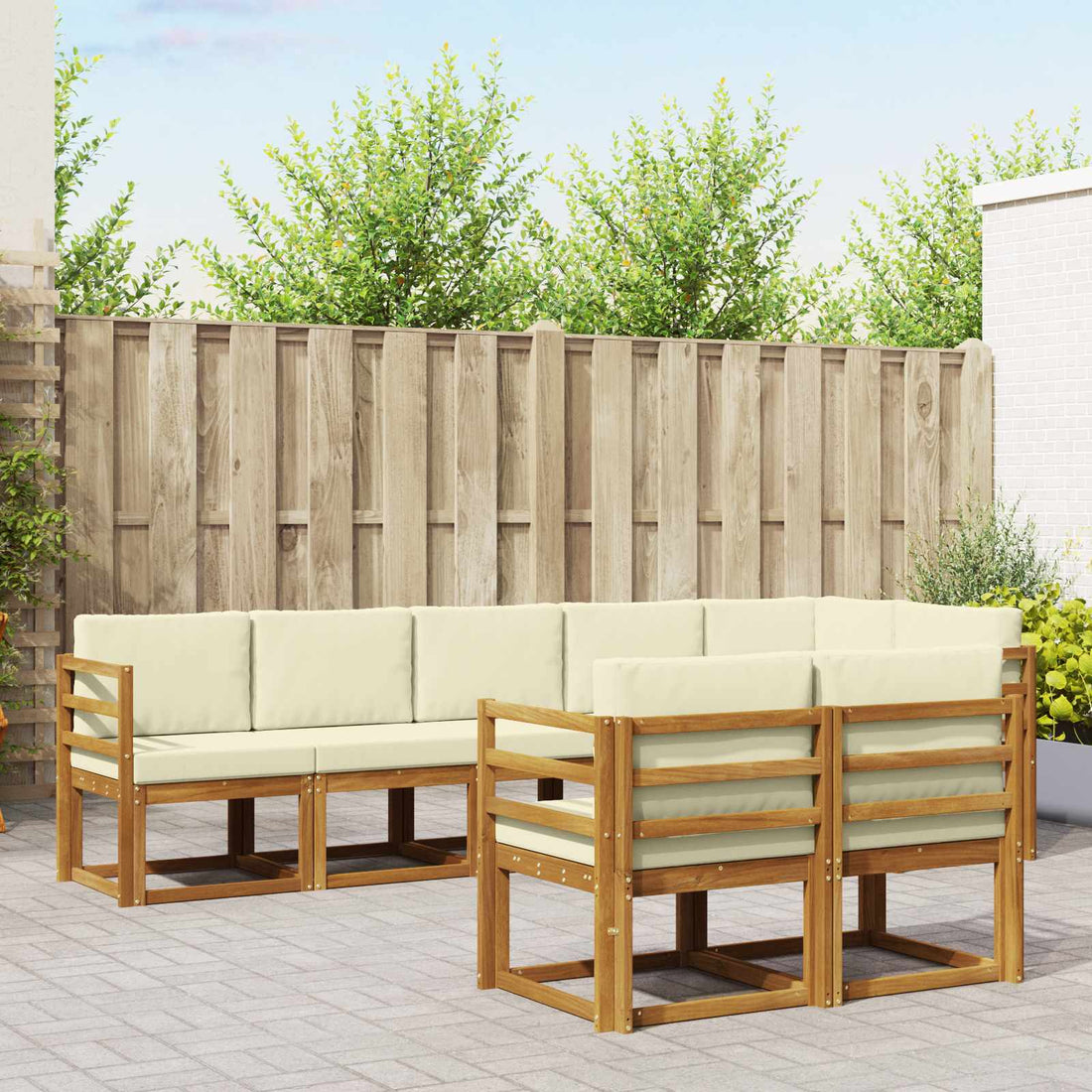 vidaXL Conjunto de sofás de exterior 8 uds. Natural y Crema