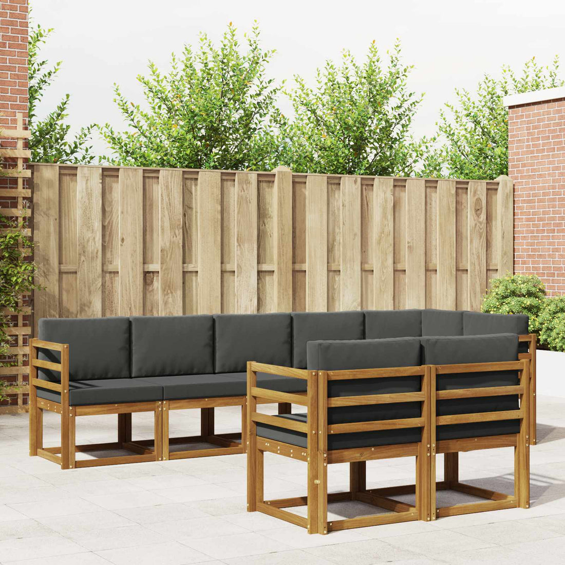 vidaXL Conjunto de sofás de exterior 8 uds. Natural y Antracita
