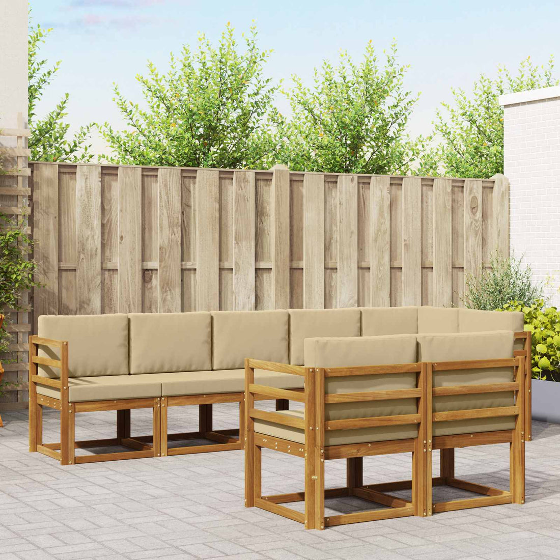 vidaXL Conjunto de sofás de exterior 8 uds. Natural y Beige