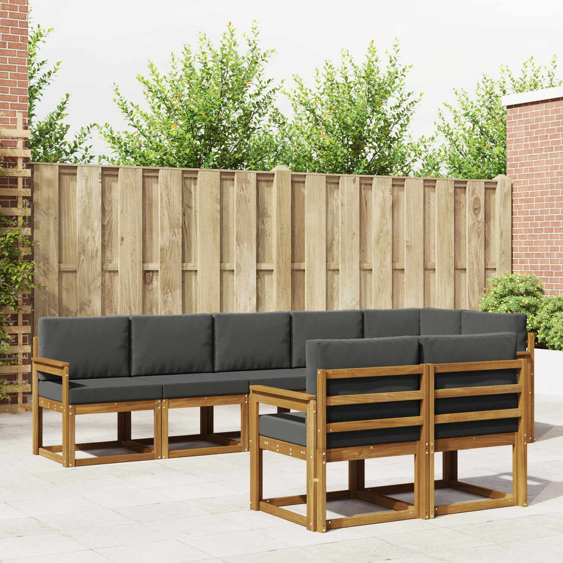 vidaXL Conjunto de sofás de exterior 8 uds. Natural y Antracita