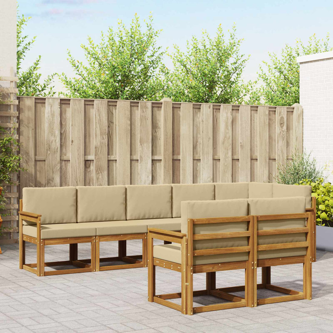 vidaXL Conjunto de sofás de exterior 8 uds. Natural y Beige
