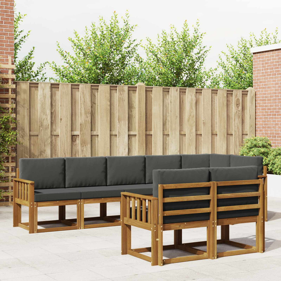 vidaXL Conjunto de sofás de exterior 8 uds. Natural y Antracita