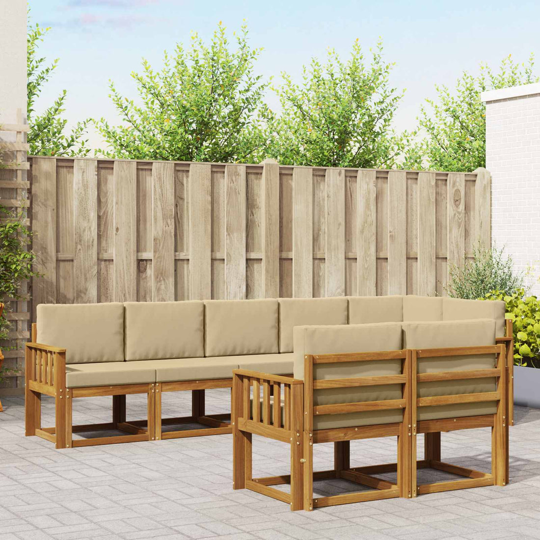 vidaXL Conjunto de sofás de exterior 8 uds. Natural y Beige