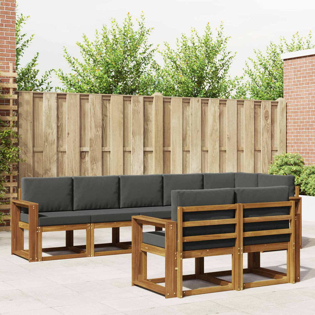 vidaXL Conjunto de sofás de exterior 8 uds. Natural y Antracita