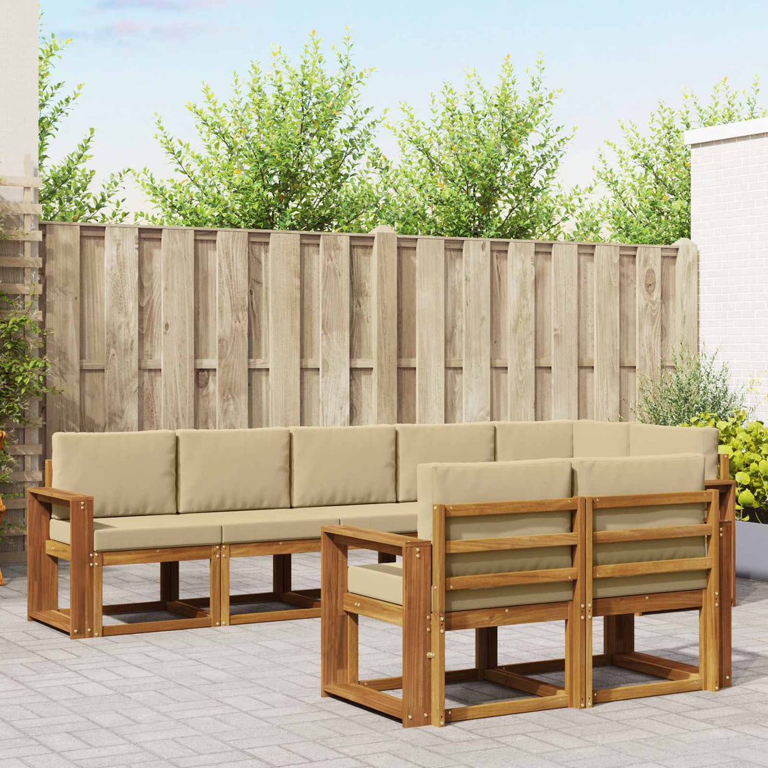 vidaXL Conjunto de sofás de exterior 8 uds. Natural y Beige