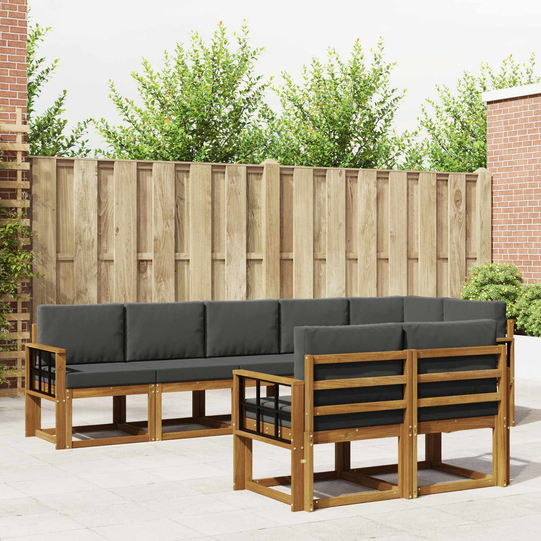 vidaXL Conjunto de sofás de exterior 8 uds. Natural y Antracita