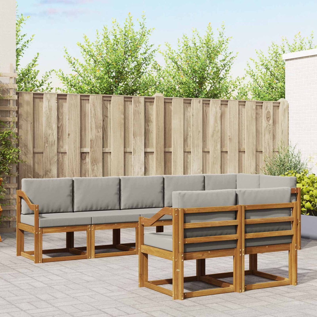 vidaXL Conjunto de sofás de exterior 8 uds. Gris Natural y Claro