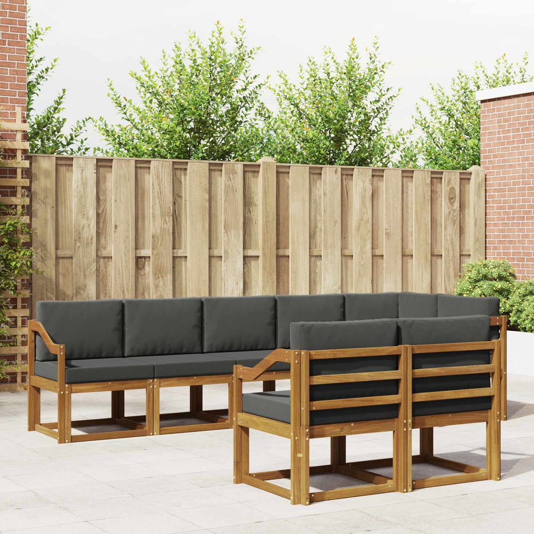vidaXL Conjunto de sofás de exterior 8 uds. Natural y Antracita