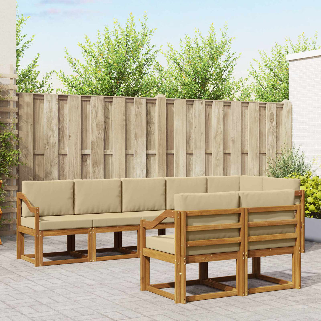 vidaXL Conjunto de sofás de exterior 8 uds. Natural y Beige