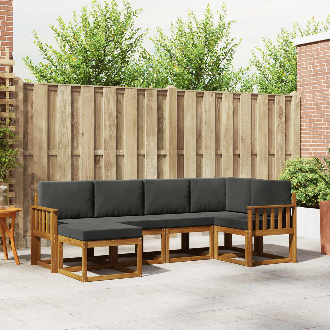 vidaXL Conjunto de sofás de exterior 6 uds. Natural y Antracita
