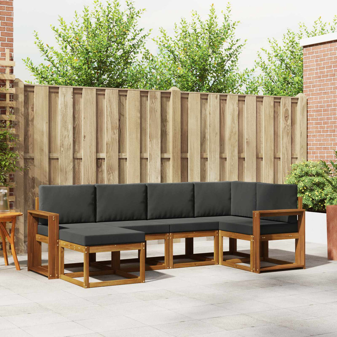 vidaXL Conjunto de sofás de exterior 6 uds. Natural y Antracita