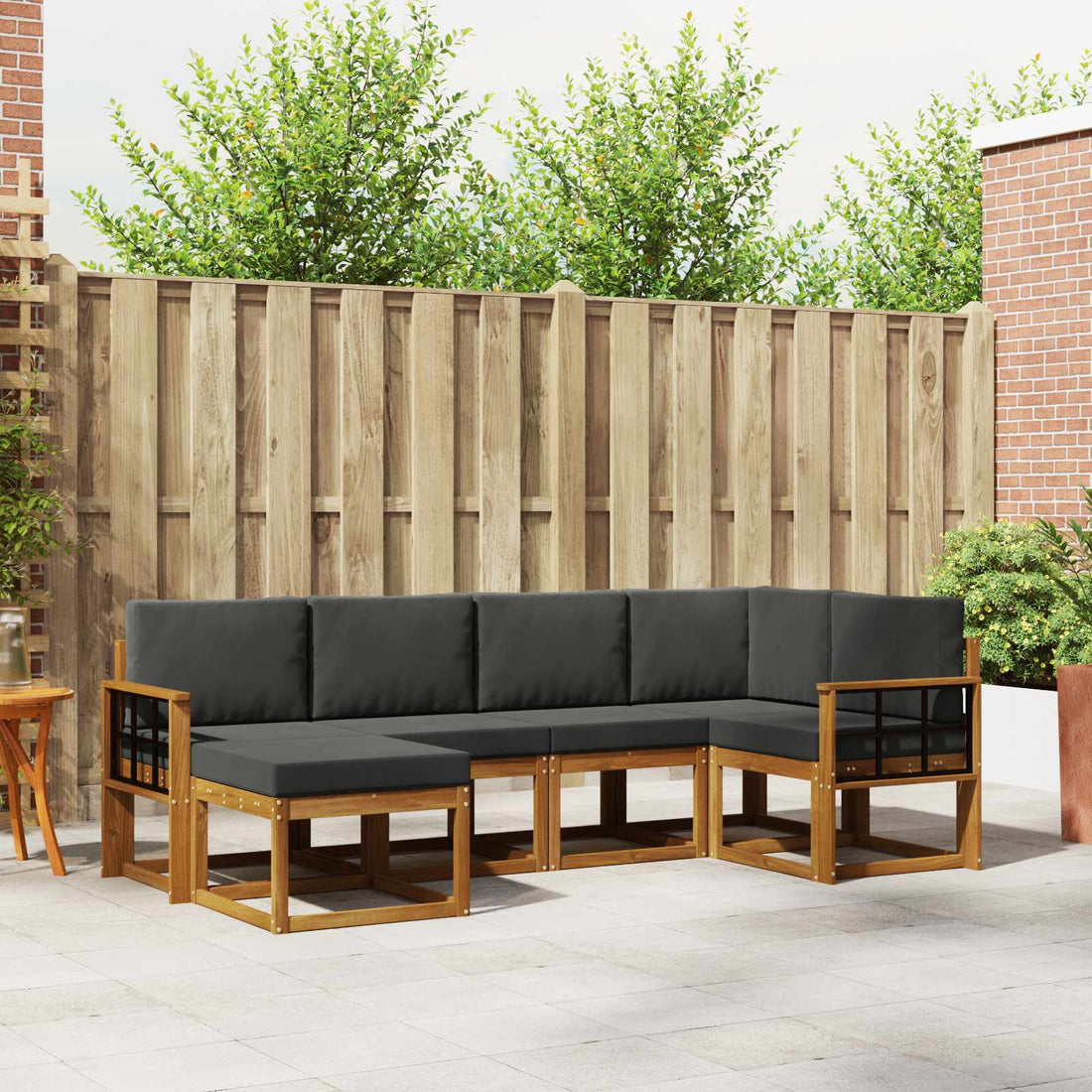 vidaXL Conjunto de sofás de exterior 6 uds. Natural y Antracita