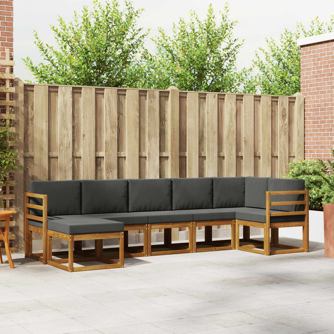 vidaXL Conjunto de sofás de exterior 7 uds. Natural y Antracita