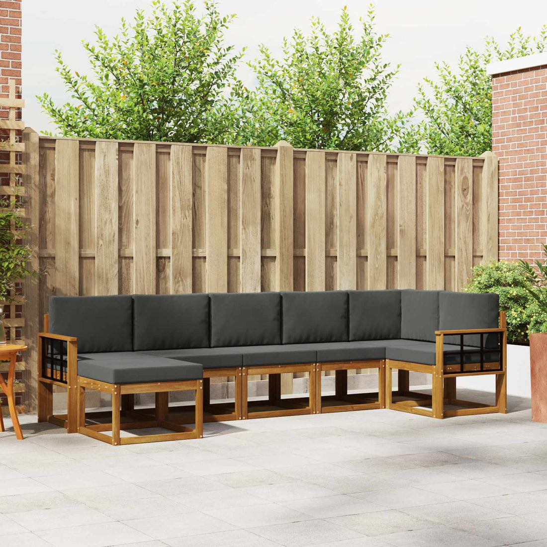 vidaXL Conjunto de sofás de exterior 7 uds. Natural y Antracita