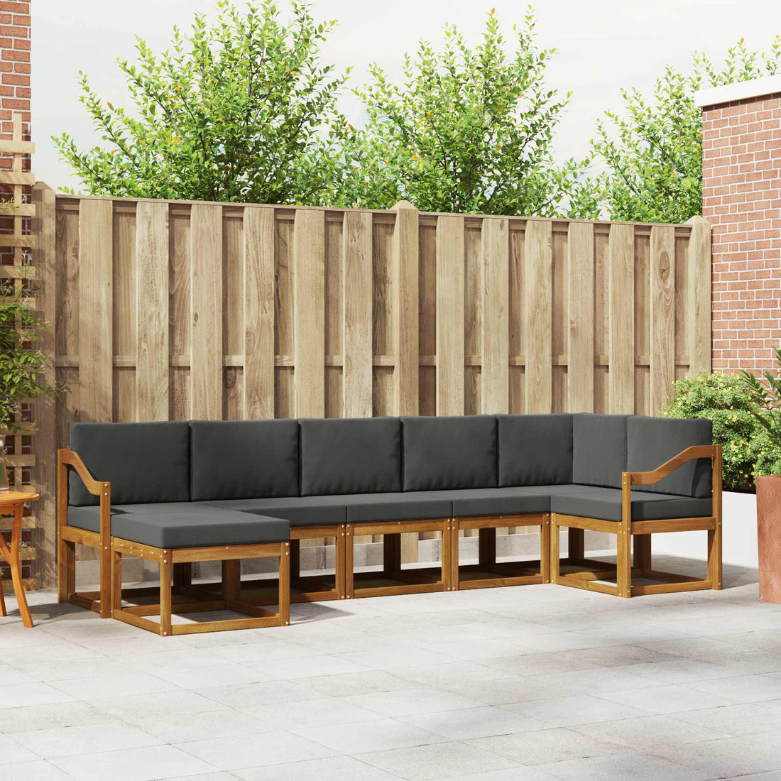 vidaXL Conjunto de sofás de exterior 7 uds. Natural y Antracita