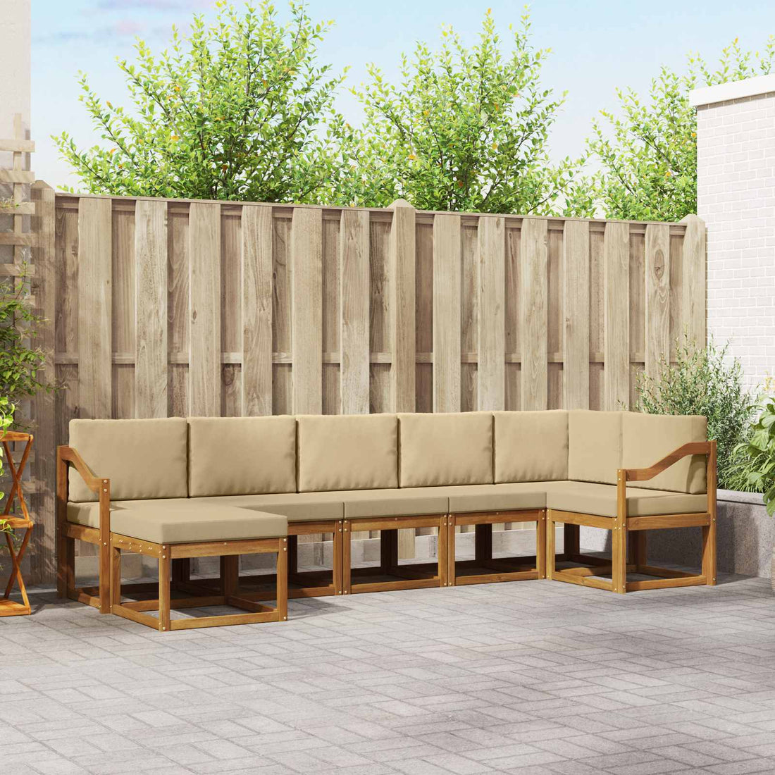 vidaXL Conjunto de sofás de exterior 7 uds. Natural y Beige