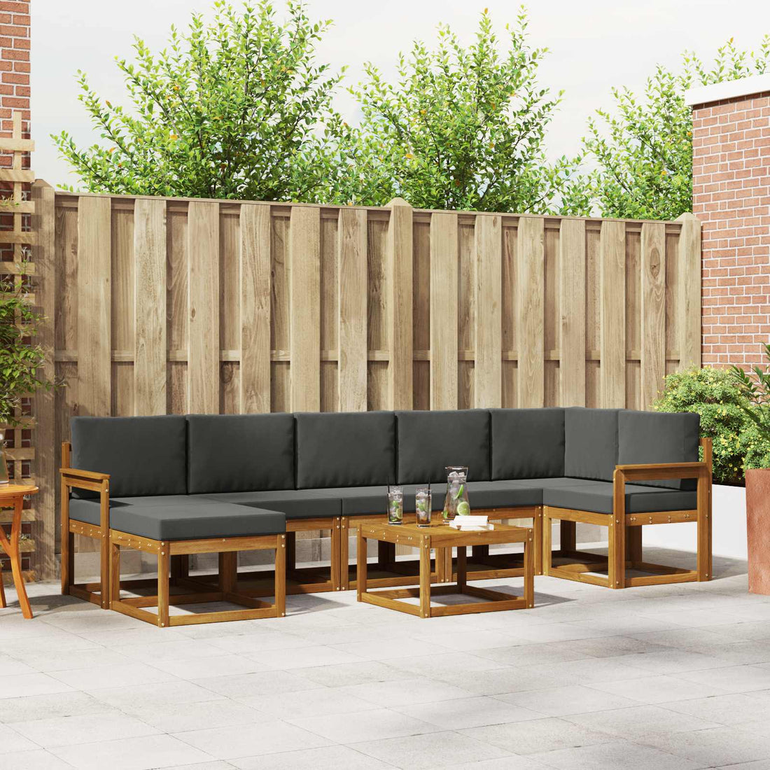 vidaXL Conjunto de sofás de exterior 8 uds. Natural y Antracita