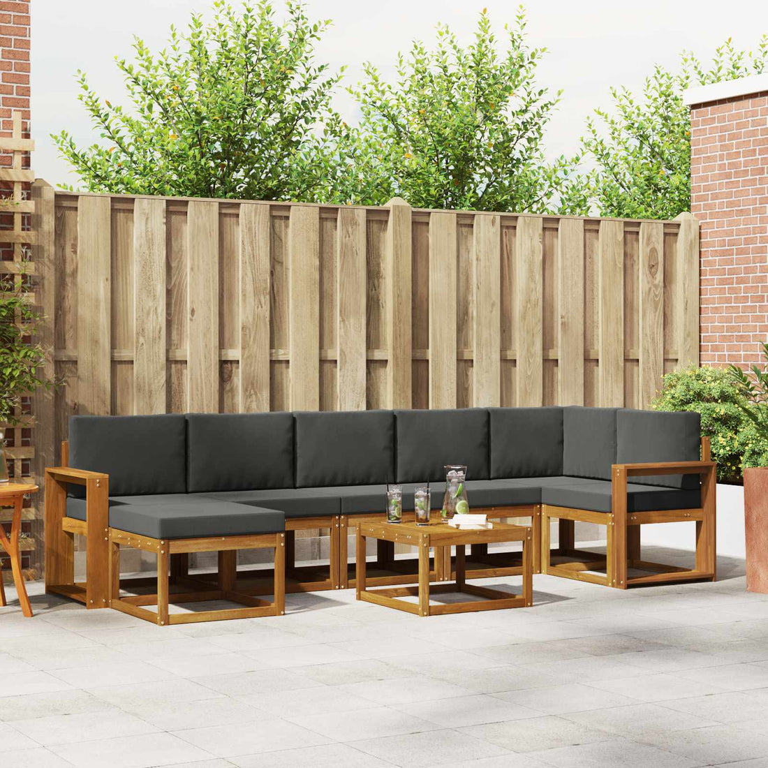 vidaXL Conjunto de sofás de exterior 8 uds. Natural y Antracita
