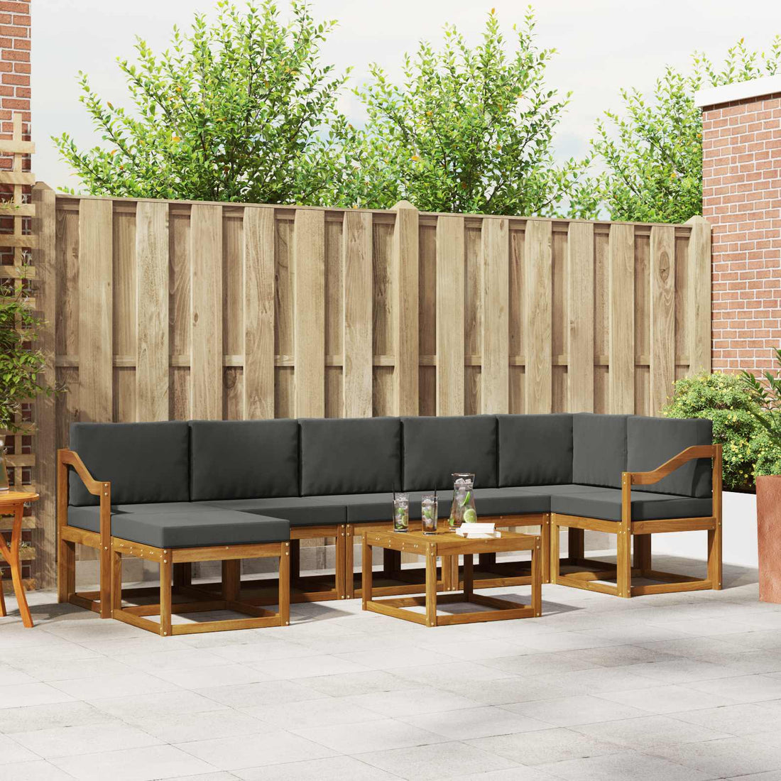 vidaXL Conjunto de sofás de exterior 8 uds. Natural y Antracita