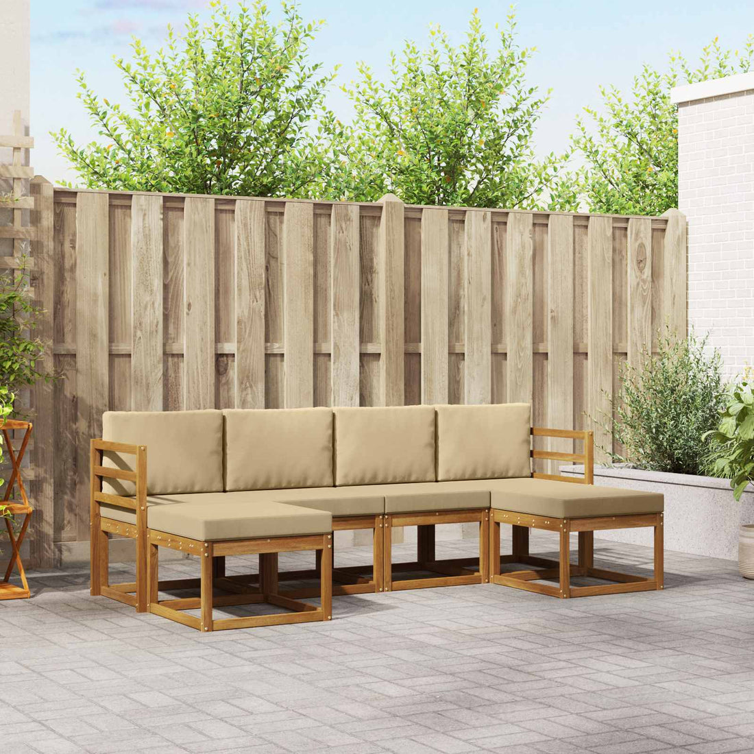vidaXL Conjunto de sofás de exterior 6 uds. Natural y Beige