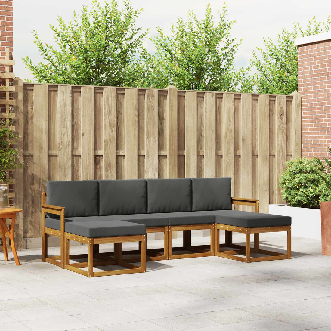 vidaXL Conjunto de sofás de exterior 6 uds. Natural y Antracita