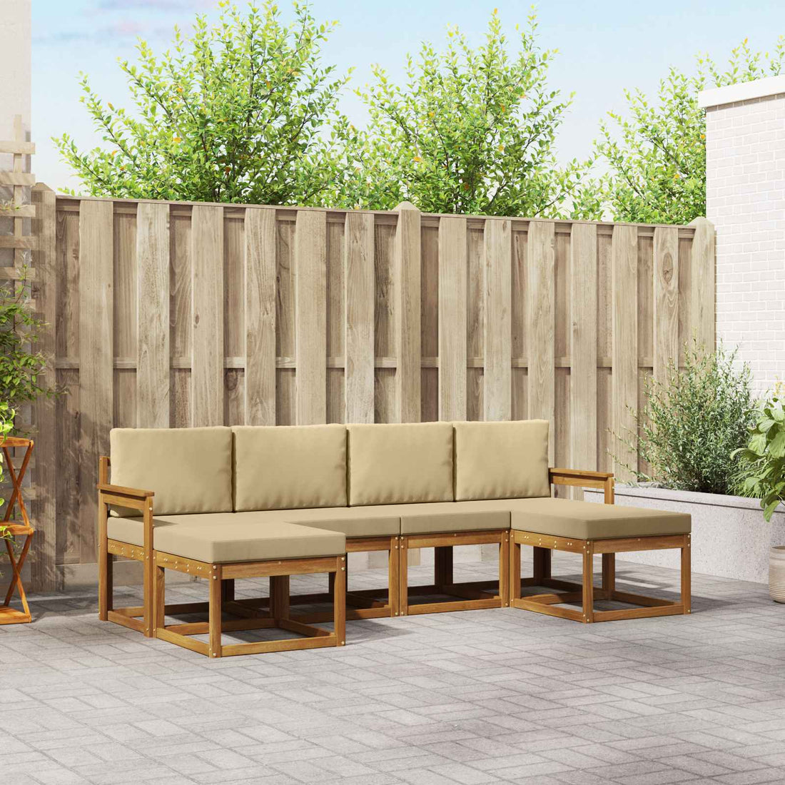 vidaXL Conjunto de sofás de exterior 6 uds. Natural y Beige