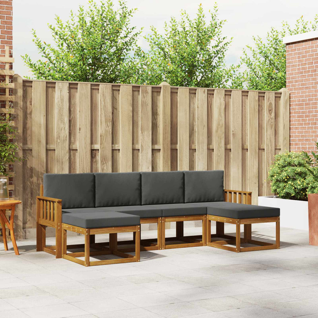 vidaXL Conjunto de sofás de exterior 6 uds. Natural y Antracita