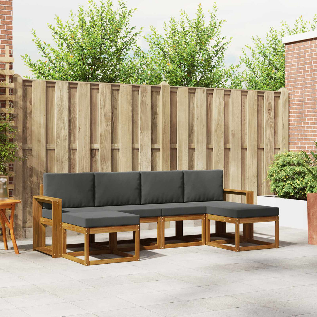vidaXL Conjunto de sofás de exterior 6 uds. Natural y Antracita
