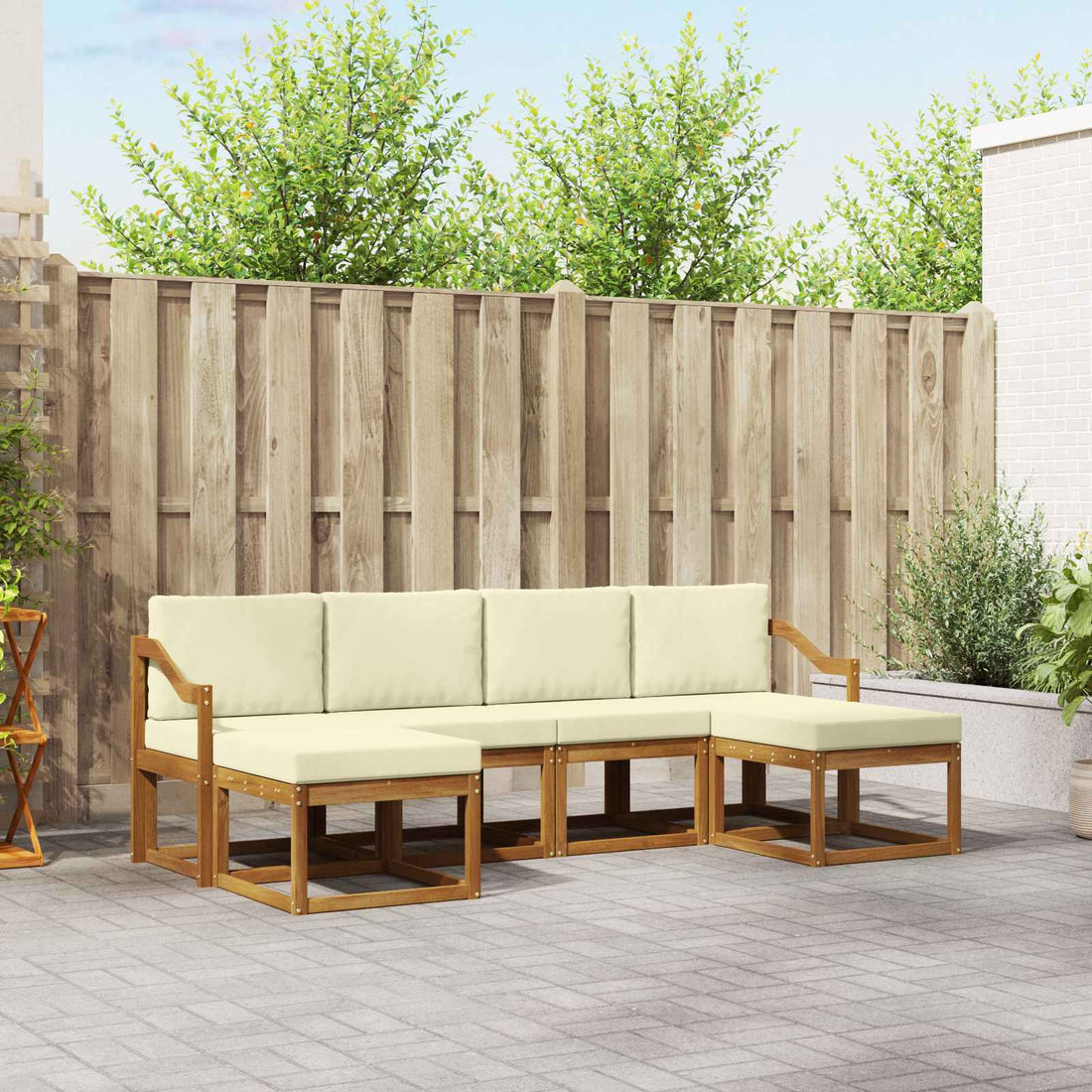 vidaXL Conjunto de sofás de exterior 6 uds. Natural y Crema