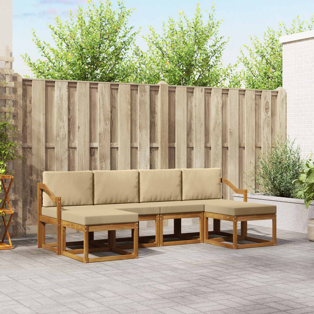 vidaXL Conjunto de sofás de exterior 6 uds. Natural y Beige