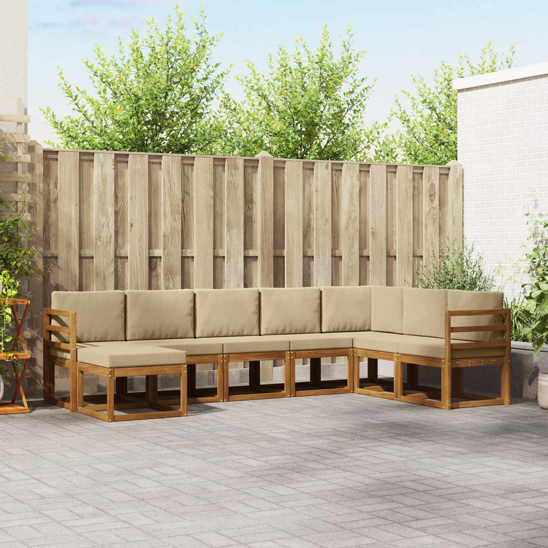 vidaXL Conjunto de sofás de exterior 8 uds. Natural y Beige