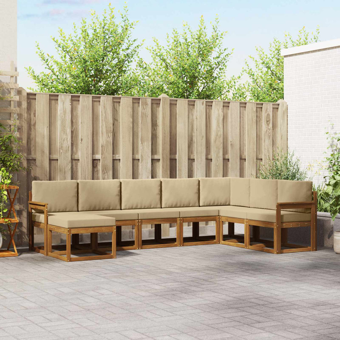 vidaXL Conjunto de sofás de exterior 8 uds. Natural y Beige