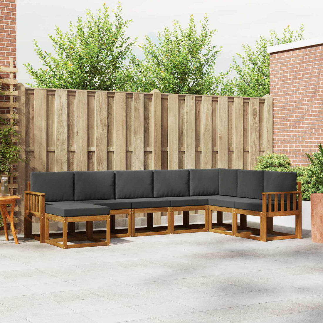 vidaXL Conjunto de sofás de exterior 8 uds. Natural y Antracita