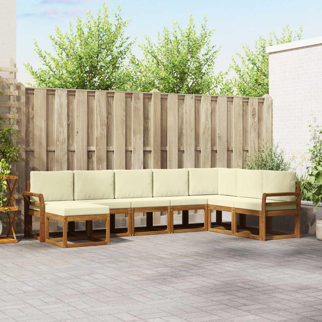 vidaXL Conjunto de sofás de exterior 8 uds. Natural y Crema