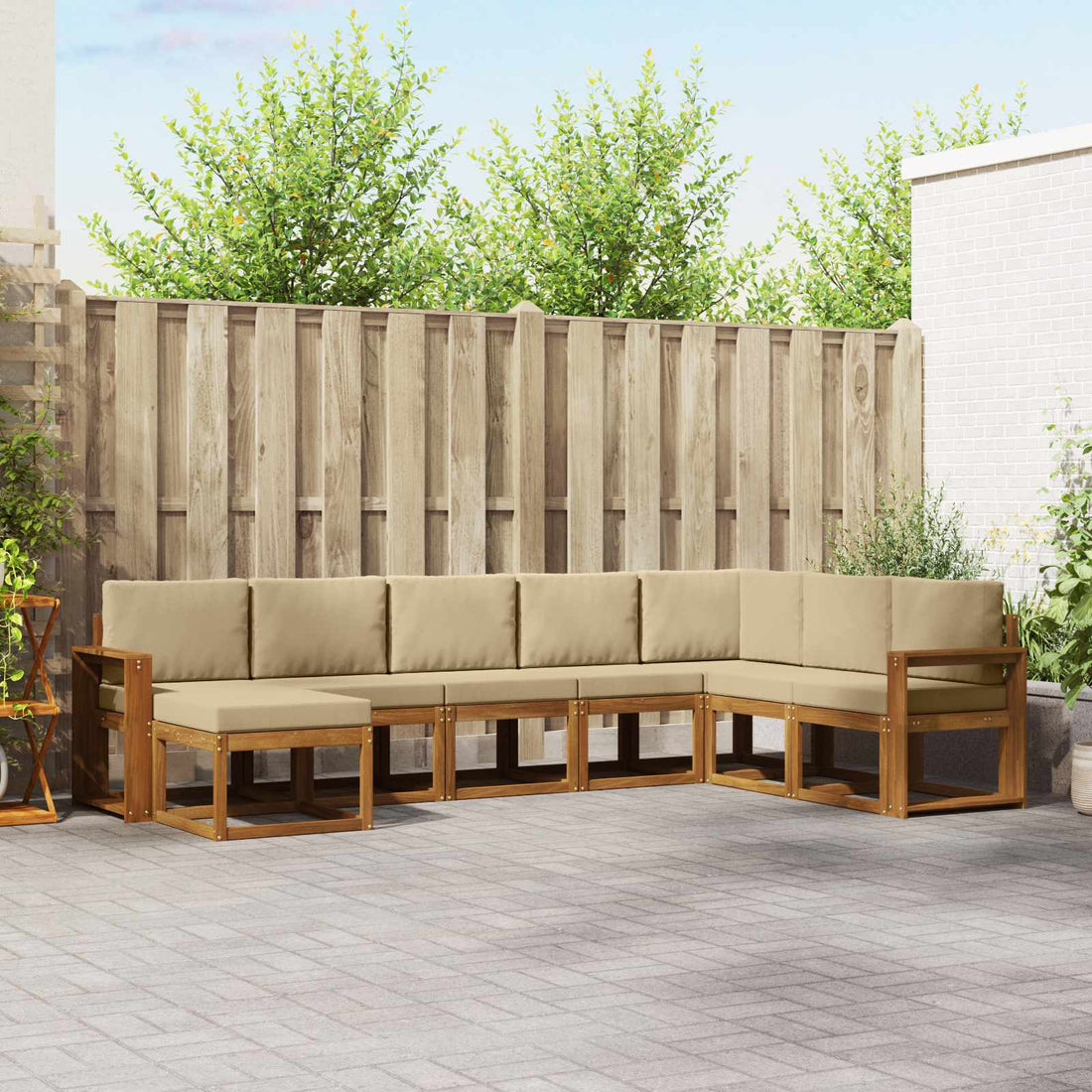 vidaXL Conjunto de sofás de exterior 8 uds. Natural y Beige