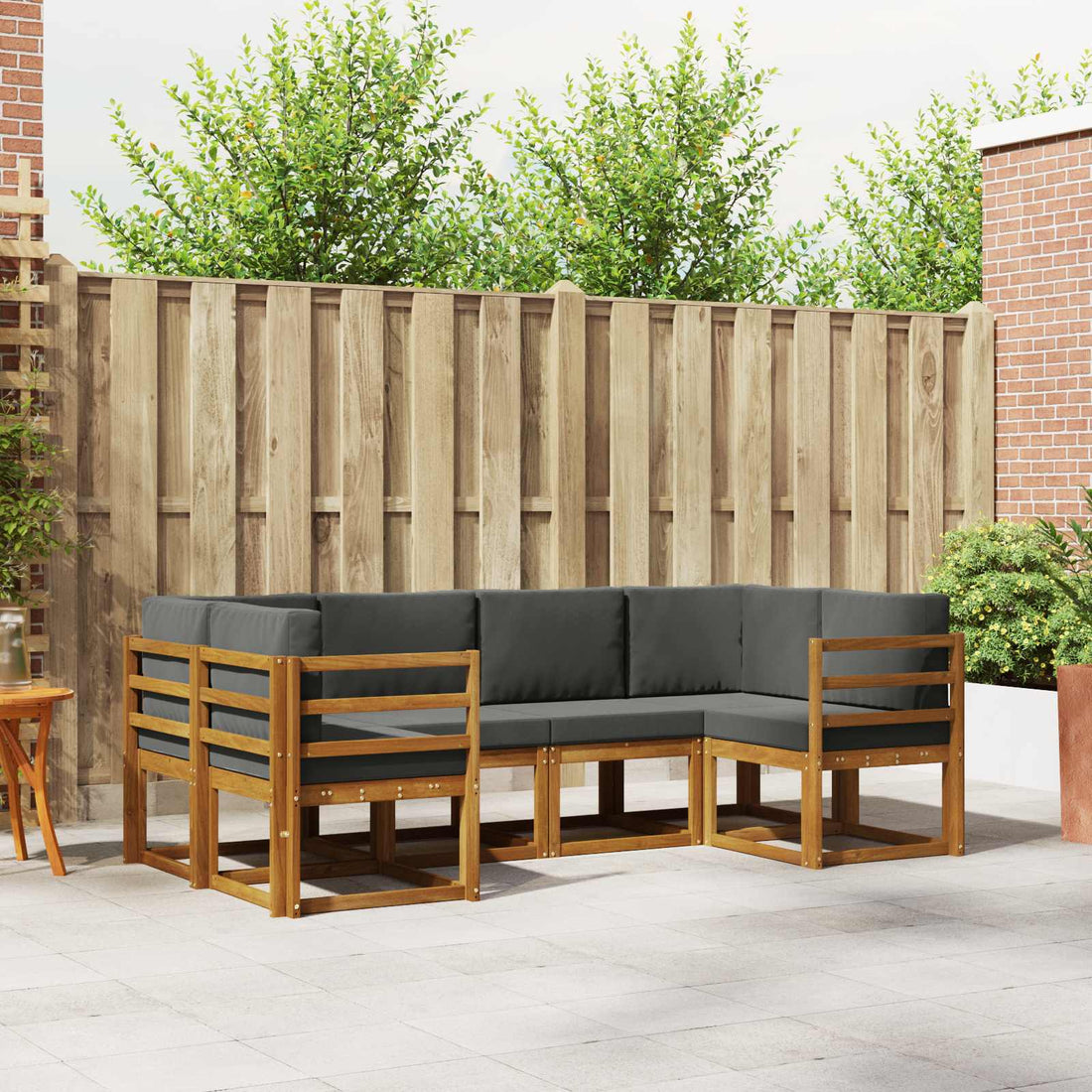 vidaXL Conjunto de sofás de exterior 6 uds. Natural y Antracita