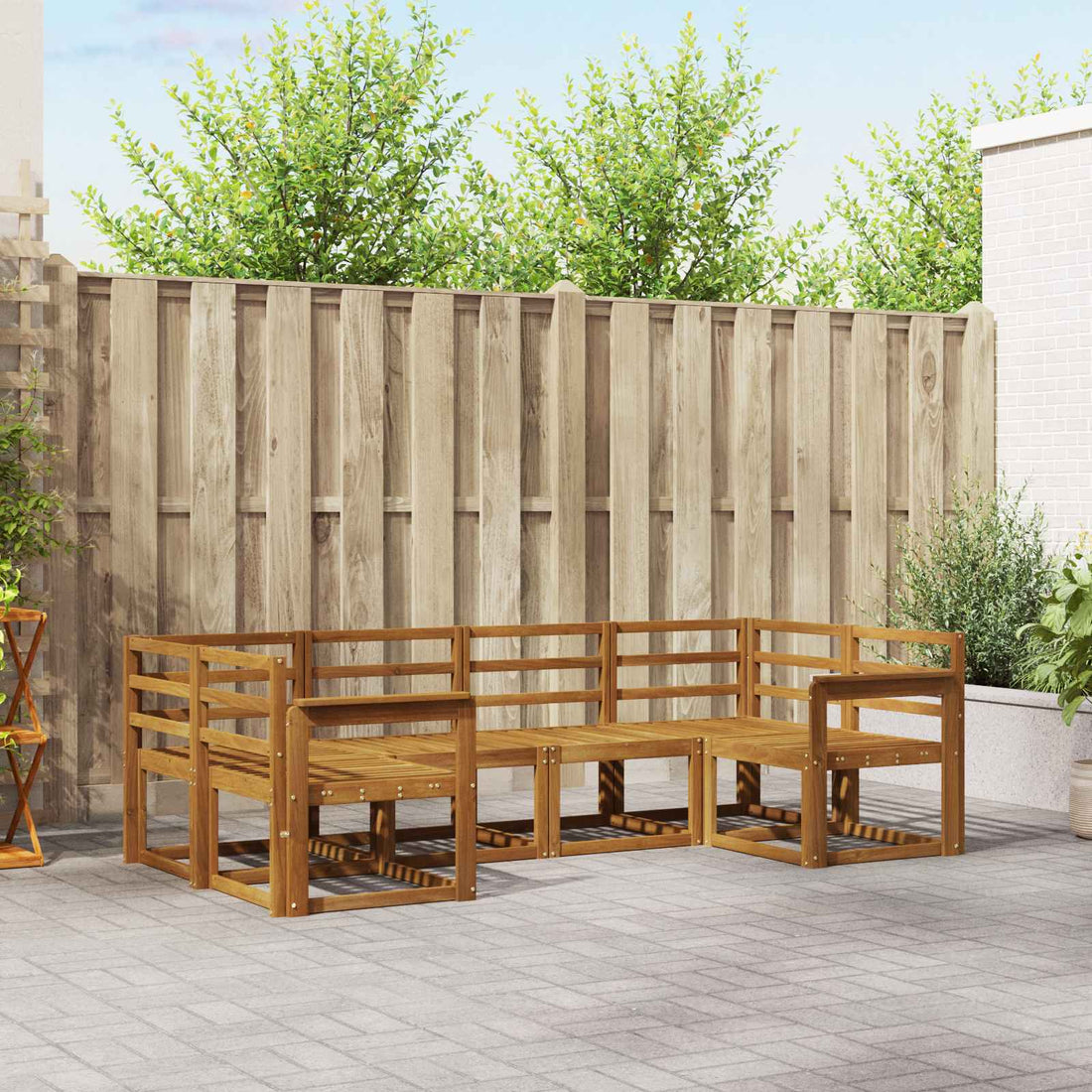 vidaXL Conjunto de sofás de exterior 6 uds. Natural