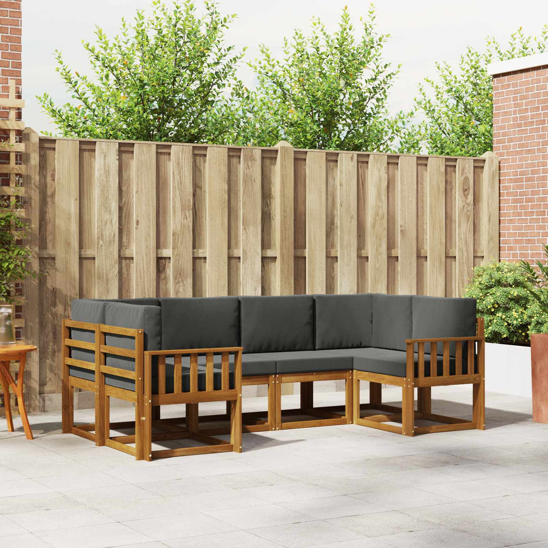 vidaXL Conjunto de sofás de exterior 6 uds. Natural y Antracita