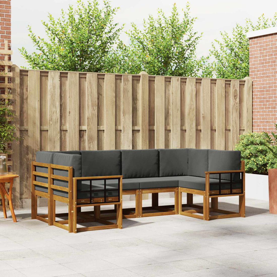 vidaXL Conjunto de sofás de exterior 6 uds. Natural y Antracita