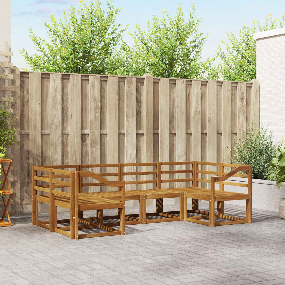vidaXL Conjunto de sofás de exterior 6 uds. Natural