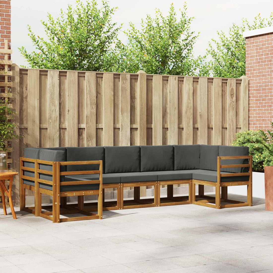 vidaXL Conjunto de sofás de exterior 7 uds. Natural y Antracita