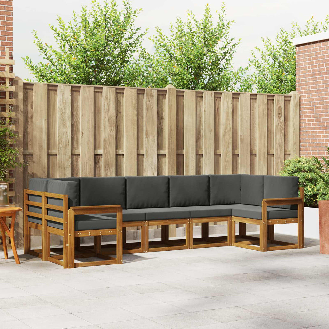 vidaXL Conjunto de sofás de exterior 7 uds. Natural y Antracita