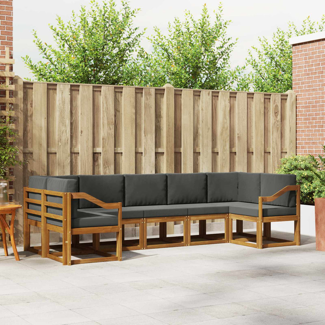 vidaXL Conjunto de sofás de exterior 7 uds. Natural y Antracita