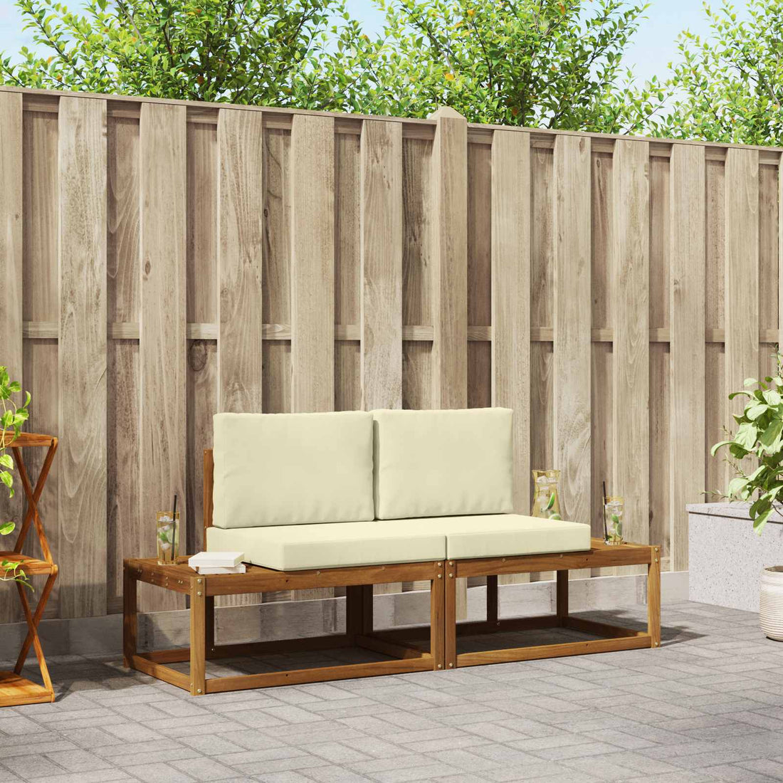 vidaXL Conjunto de sofás de exterior 2 uds. Natural